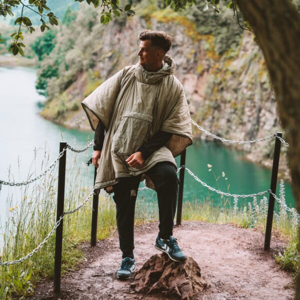 OFFLANDER PONCZO KEMPINGOWE OCIEPLANE WODOODPORNE KHAKI - obrazek 5