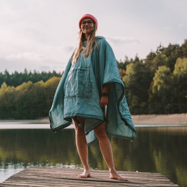 OFFLANDER PONCZO KEMPINGOWE GRUBE Z OGRZEWACZEM BŁĘKIT - obrazek 3