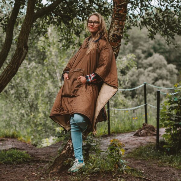 OFFLANDER PONCZO KEMPINGOWE CIENKIE Z OGRZEWACZEM BRĄZOWE - obrazek 4