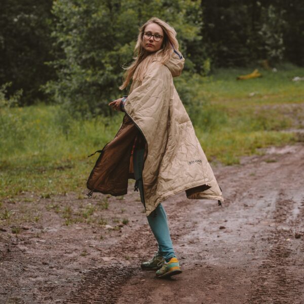 OFFLANDER PONCZO KEMPINGOWE CIENKIE Z OGRZEWACZEM BRĄZOWE - obrazek 5