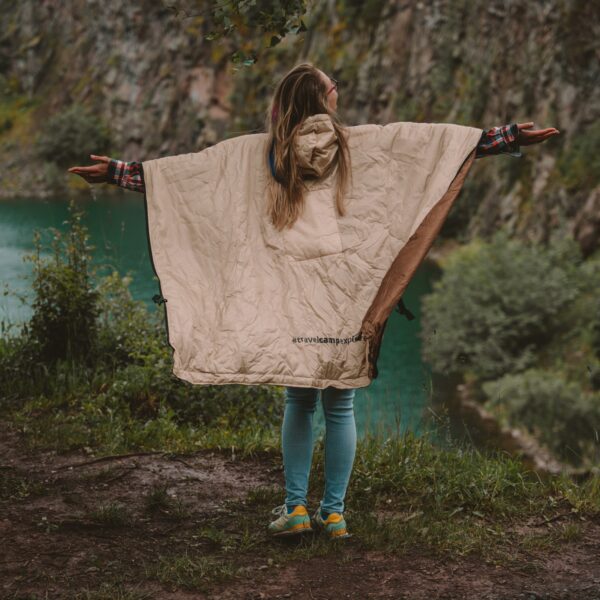 OFFLANDER PONCZO KEMPINGOWE CIENKIE Z OGRZEWACZEM BRĄZOWE - obrazek 7