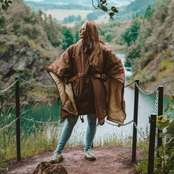 OFFLANDER PONCZO KEMPINGOWE CIENKIE Z OGRZEWACZEM BRĄZOWE - obrazek 8
