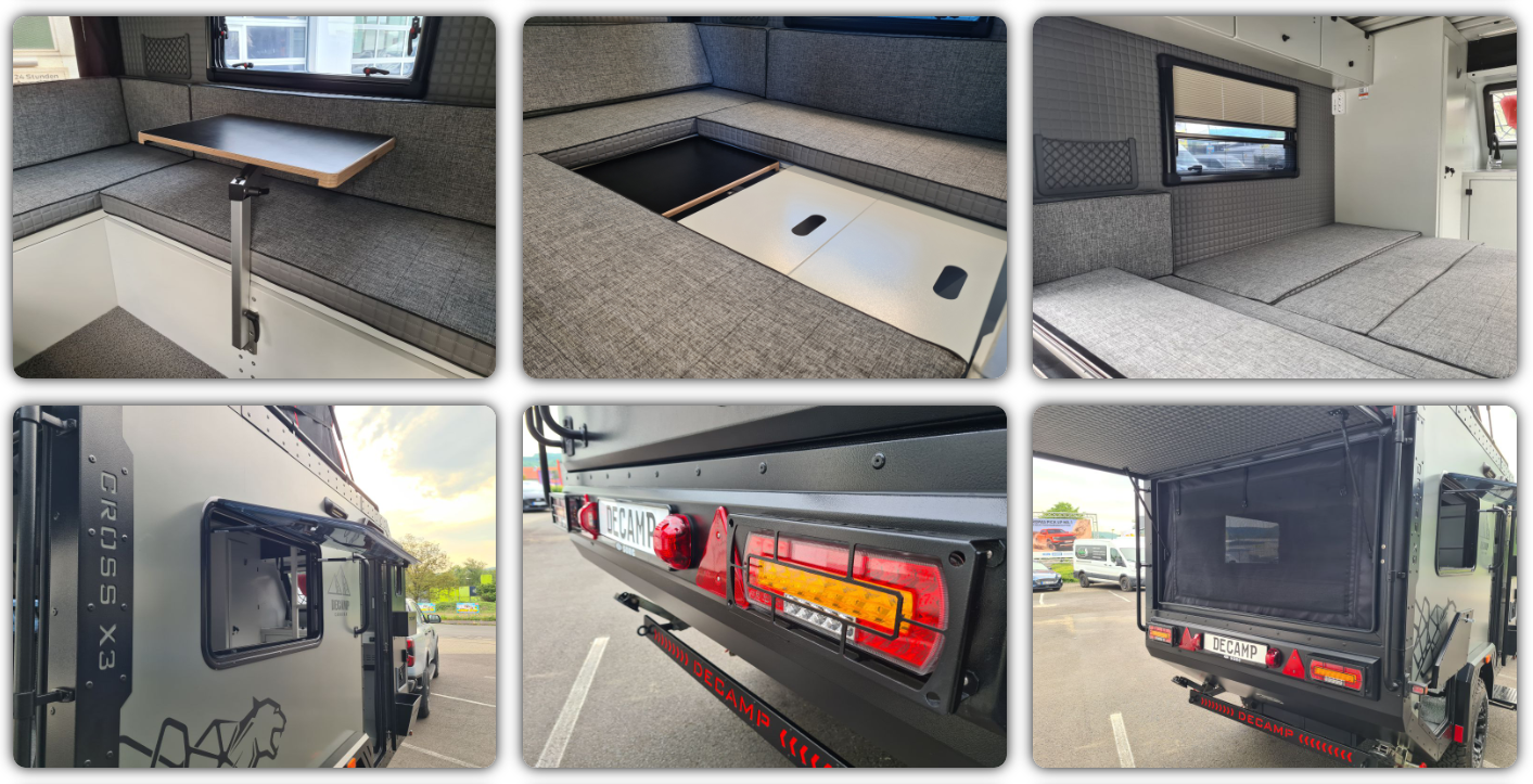 Przyczepy wyprawowe DECAMP ustawione na leśnej drodze