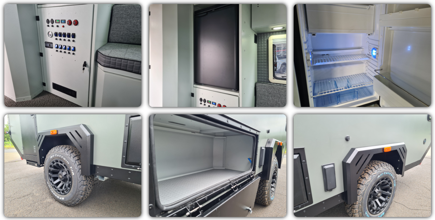 Przyczepy wyprawowe DECAMP zaparkowane w terenie offroad